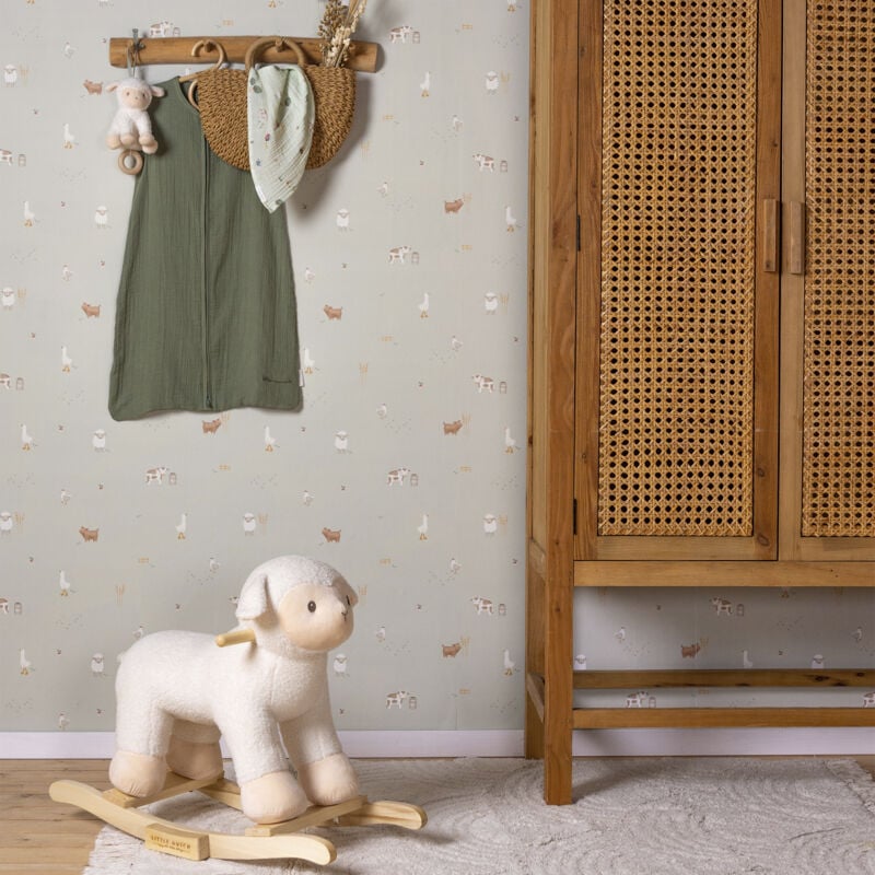 Papier peint intissé Little Farm 1000 x 53cm Marron, vert, blanc