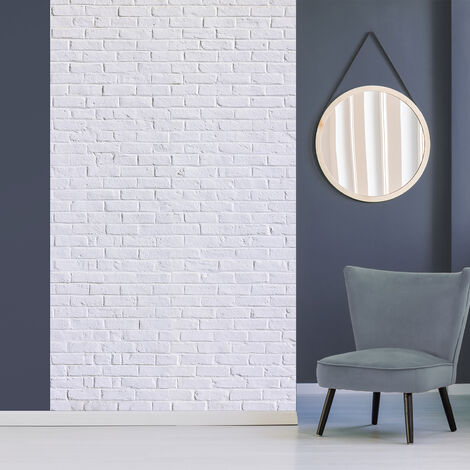 Papier peint intissé loft industriel, brique blanche, 250 cm X 150 cm
