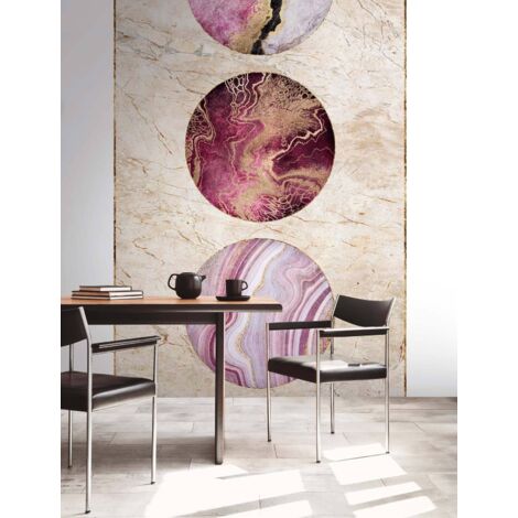 Papier peint intissé Marbre Beige, Or, Rose - 1,59 x 2,8 m