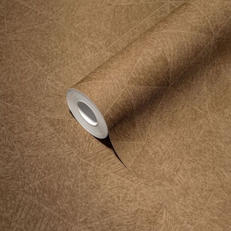 Papier peint intissé marron à triangles de style ethnique ocre idéal pour le salon et la chambre