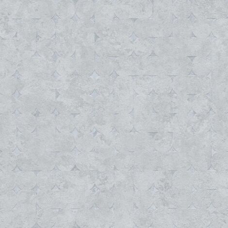 Papier peint intissé métallique gris argent Tapisserie à motifs géométrique pour chambre Papier peint graphique idéal pour salon