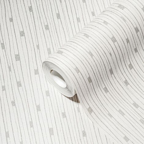 Papier peint intissé moderne blanc argent, idéal pour les salons et les chambres à coucher, résistant au frottement