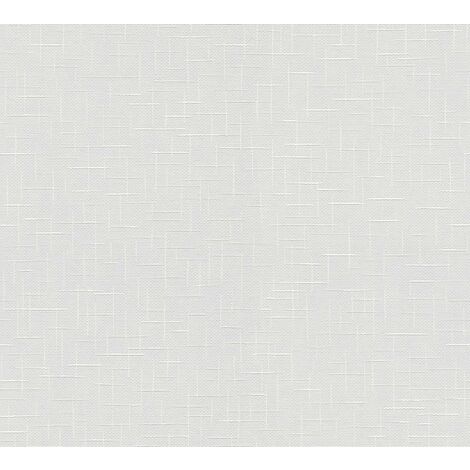 Papier peint intissé moderne blanc Tapisserie à poids structurée en lignes Papier peint 10,05 x 0,53 m effet rectangulaire idéal couloir