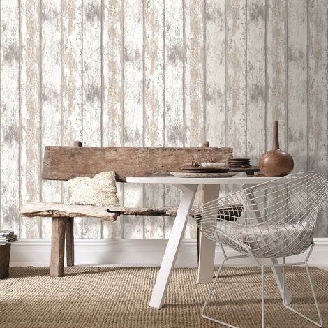 Papier peint intissé motif bois grainé 1005 x 52cm – Résistant à la lumière – Application directe sur mur – Entretien facile avec éponge humide – WOW