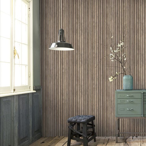 Papier peint intissé Mur Bois 1005 x 52cm Marron