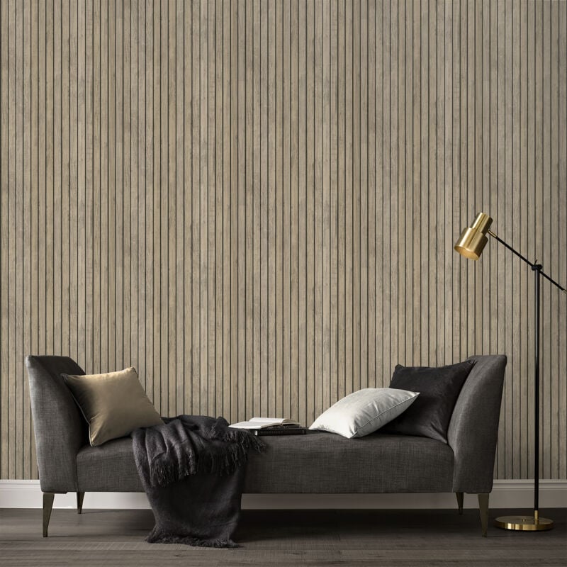 Papier peint intissé Mur de lattes 1005 x 52cm Marron