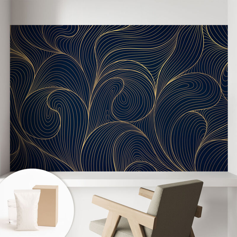 Tulup Fototapete Vliestapete Mit Kleber - Modern Wohnzimmer - Wanddekoration - Einfach Anzubringen Wellenmotiv 104x70 Cm