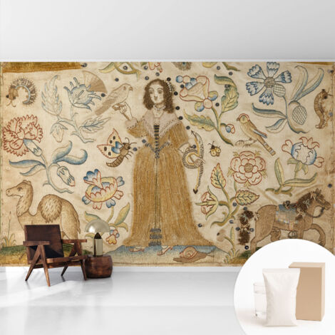 Papier peint intissé mural avec colle pour salon et chambre Décoration murale rapide - Colle incluse gratuite Nature colorée 416x254 cm