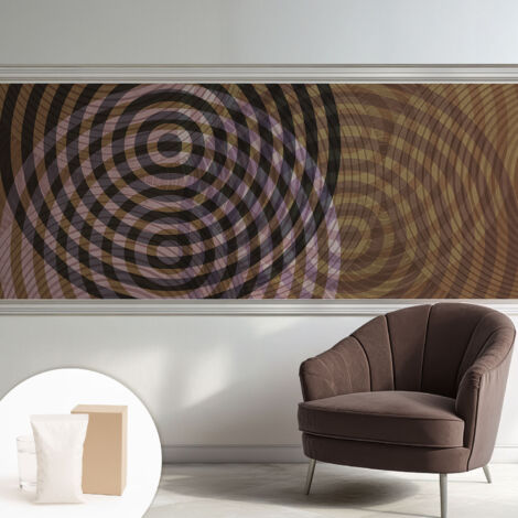 Papier peint intissé mural avec imprimé motifs décoratifs - style contemporain - Colle incluse gratuite Cercles hypnotisants 250x104 cm