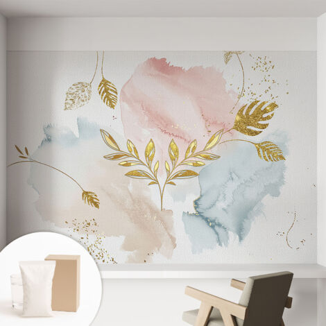Papier peint intissé mural avec imprimé motifs décoratifs - style contemporain - Colle incluse gratuite Charme botanique 152x104 cm