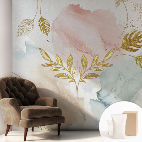 Papier peint intissé mural avec imprimé motifs décoratifs - style contemporain - Colle incluse gratuite Charme botanique 250x250 cm