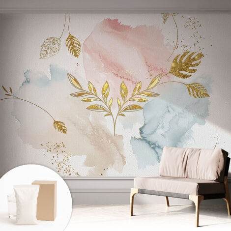 Papier peint intissé mural avec imprimé motifs décoratifs - style contemporain - Colle incluse gratuite Charme botanique 312x219 cm