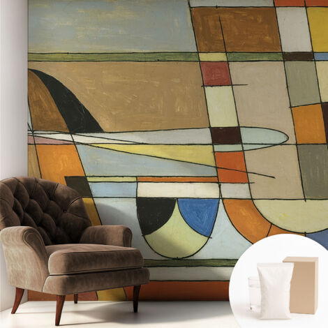 Papier peint intissé mural avec imprimé motifs décoratifs - style contemporain - Colle incluse gratuite Harmonie géométrique 250x250 cm