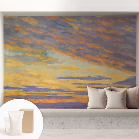 Papier peint intissé mural avec imprimé motifs uniques apparence moderne - Colle incluse gratuite Ciel pastel 208x146 cm