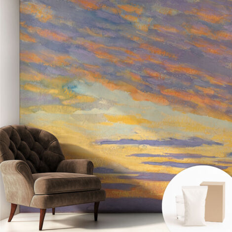 Papier peint intissé mural avec imprimé motifs uniques apparence moderne - Colle incluse gratuite Ciel pastel 250x250 cm