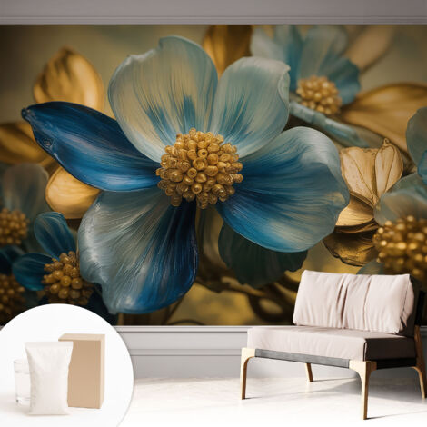 Papier peint intissé mural avec imprimé motifs uniques apparence moderne - Colle incluse gratuite Composition florale 312x219 cm
