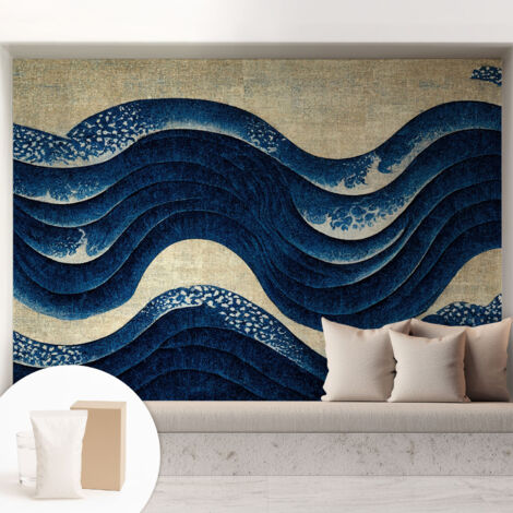 Papier peint intissé mural avec imprimé motifs uniques apparence moderne - Colle incluse gratuite Formes océaniques 208x146 cm