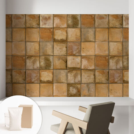 Papier peint intissé mural avec imprimé motifs uniques apparence moderne - Colle incluse gratuite Mosaïque rustique 104x70 cm