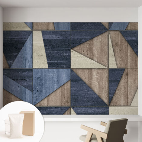 Papier peint intissé mural avec imprimé motifs uniques apparence moderne - Colle incluse gratuite Motifs géométriques 152x104 cm