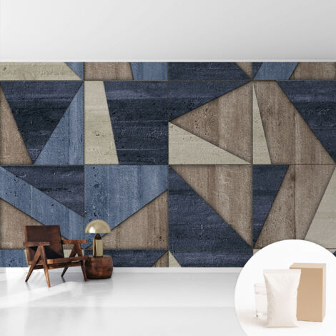 Papier peint intissé mural avec imprimé motifs uniques apparence moderne - Colle incluse gratuite Motifs géométriques 416x254 cm