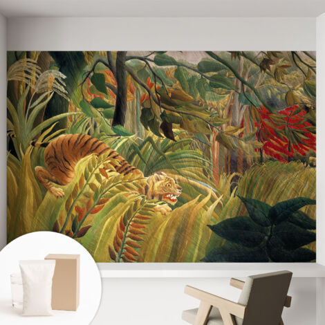Papier peint intissé mural avec imprimé motifs uniques apparence moderne - Colle incluse gratuite Tigre exotique 152x104 cm
