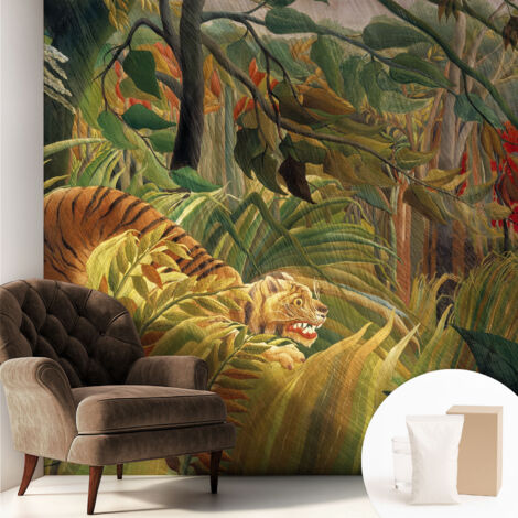 Papier peint intissé mural avec imprimé motifs uniques apparence moderne - Colle incluse gratuite Tigre exotique 250x250 cm