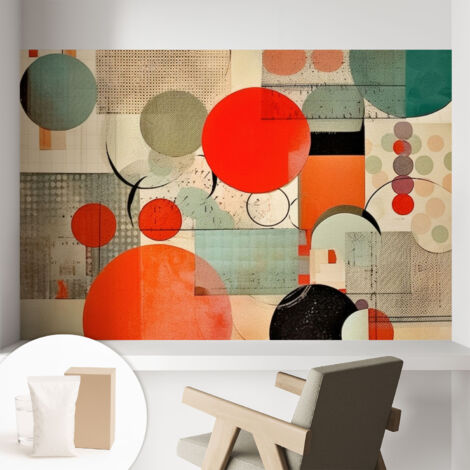 Papier peint intissé mural avec imprimé pour décoration pour salon pour chambre à coucher pour entrée Abstraction colorée 104x70 cm