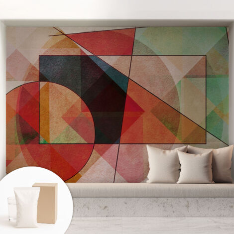 Papier peint intissé mural avec imprimé pour décoration pour salon pour chambre à coucher pour entrée Abstraction géométrique 208x146 cm