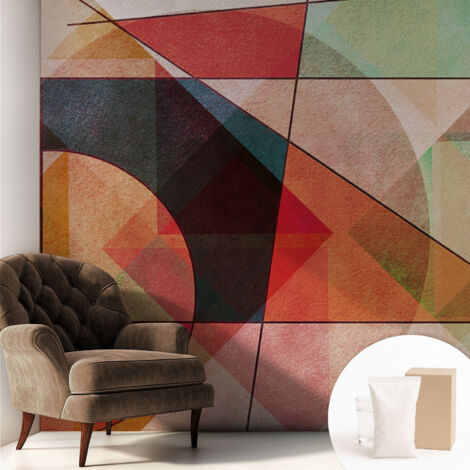 Papier peint intissé mural avec imprimé pour décoration pour salon pour chambre à coucher pour entrée Abstraction géométrique 250x250 cm