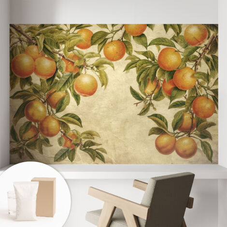 Papier peint intissé mural avec imprimé pour décoration pour salon pour chambre à coucher pour entrée Branches fruitières 104x70 cm