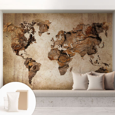Papier peint intissé mural avec imprimé pour décoration pour salon pour chambre à coucher pour entrée Carte en bois 208x146 cm
