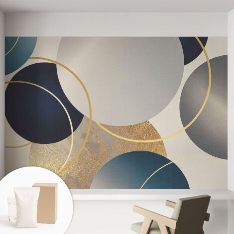 Papier peint intissé mural avec imprimé pour décoration pour salon pour chambre à coucher pour entrée Cercles créatifs 152x104 cm