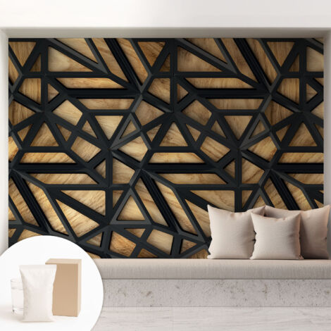 Papier peint intissé mural avec imprimé pour décoration pour salon pour chambre à coucher pour entrée Combinaison géométrique 208x146 cm