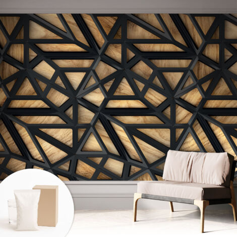 Papier peint intissé mural avec imprimé pour décoration pour salon pour chambre à coucher pour entrée Combinaison géométrique 312x219 cm