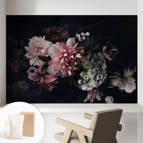 Papier peint intissé mural avec imprimé pour décoration pour salon pour chambre à coucher pour entrée Composition florale 104x70 cm