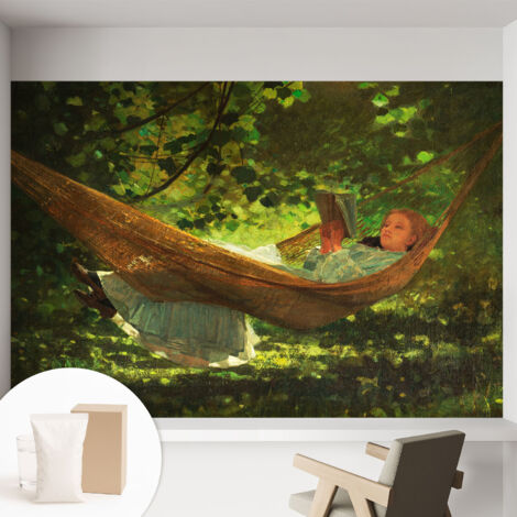 Papier peint intissé mural avec imprimé pour décoration pour salon pour chambre à coucher pour entrée Détente dans un hamac 152x104 cm