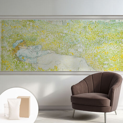 Papier peint intissé mural avec imprimé pour décoration pour salon pour chambre à coucher pour entrée Détente printanière 250x104 cm
