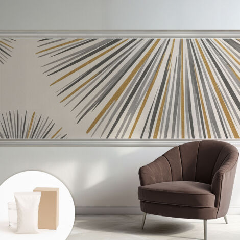 Papier peint intissé mural avec imprimé pour décoration pour salon pour chambre à coucher pour entrée Éventails géométriques 250x104 cm