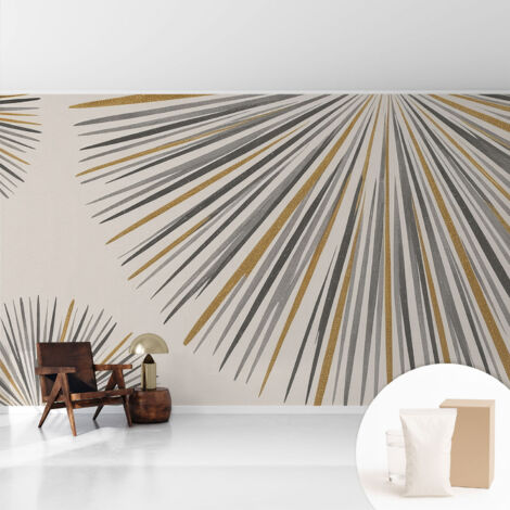 Papier peint intissé mural avec imprimé pour décoration pour salon pour chambre à coucher pour entrée Éventails géométriques 416x254 cm