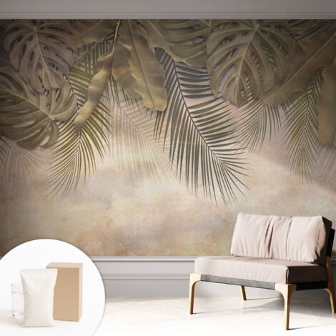 Papier peint intissé mural avec imprimé pour décoration pour salon pour chambre à coucher pour entrée Feuilles tropicales 312x219 cm