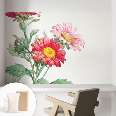 Papier peint intissé mural avec imprimé pour décoration pour salon pour chambre à coucher pour entrée Fleurs délicates 104x70 cm
