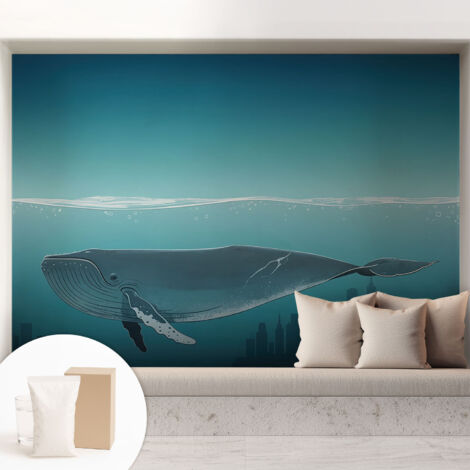 Papier peint intissé mural avec imprimé pour décoration pour salon pour chambre à coucher pour entrée Harmonie aquatique 208x146 cm