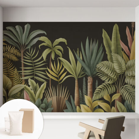 Papier peint intissé mural avec imprimé pour décoration pour salon pour chambre à coucher pour entrée Jungle tropicale 152x104 cm