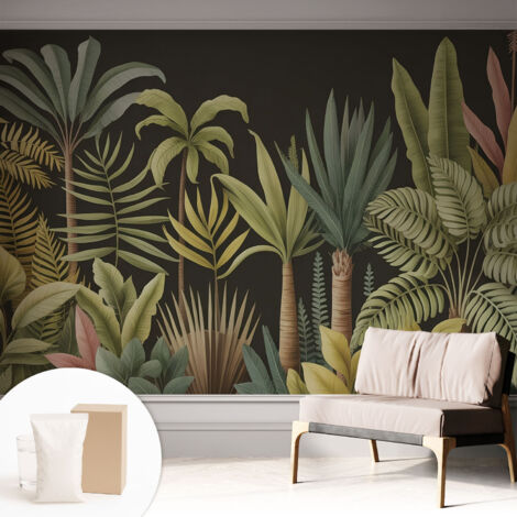 Papier peint intissé mural avec imprimé pour décoration pour salon pour chambre à coucher pour entrée Jungle tropicale 312x219 cm