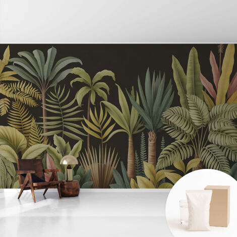 Papier peint intissé mural avec imprimé pour décoration pour salon pour chambre à coucher pour entrée Jungle tropicale 416x254 cm