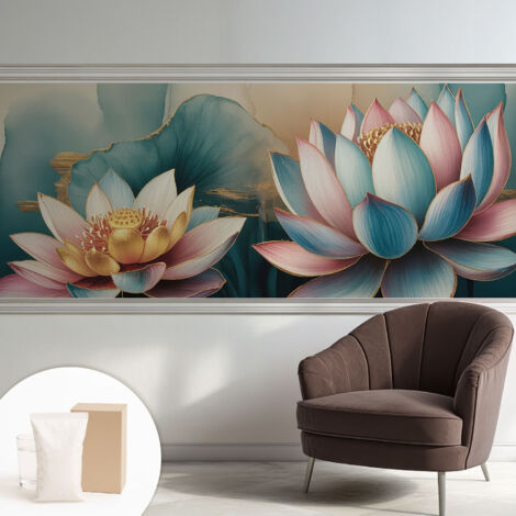 Papier peint intissé mural avec imprimé pour décoration pour salon pour chambre à coucher pour entrée Lotus de l'harmonie 250x104 cm
