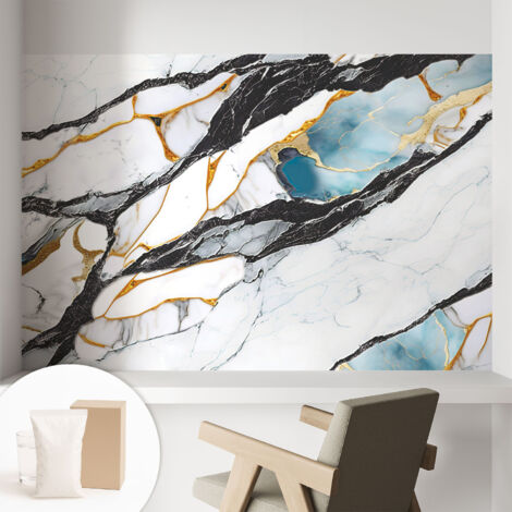 Papier peint intissé mural avec imprimé pour décoration pour salon pour chambre à coucher pour entrée Marbre élégant 104x70 cm