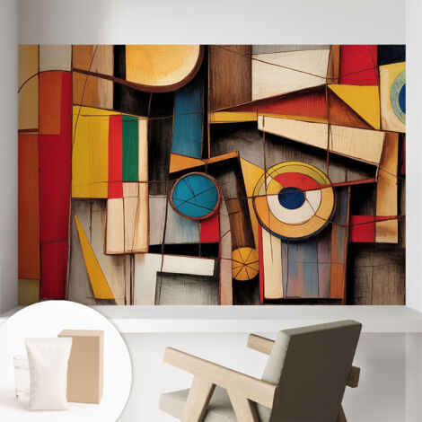 Papier peint intissé mural avec imprimé pour décoration pour salon pour chambre à coucher pour entrée Motifs géométriques 104x70 cm