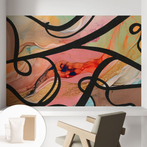 Papier peint intissé mural avec imprimé pour décoration pour salon pour chambre à coucher pour entrée Mouvement coloré 104x70 cm