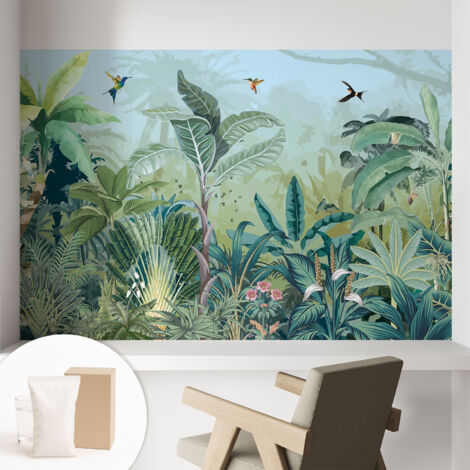 Papier peint intissé mural avec imprimé pour décoration pour salon pour chambre à coucher pour entrée Nature tropicale 104x70 cm